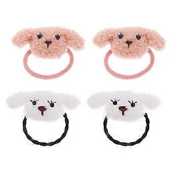 Puppy Hair Ties Pet Hairbands for Decor 4Pcs Assorted Color Cloth Material