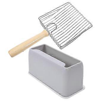 Fine Filter Stainless Steel Cat Litter Scoop Dark Grey ABS Handle Keeps Floors Clean