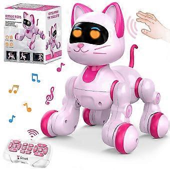 Interactive Robot Cat Toys, Electronic Pink Robotic Dance Kitty Pets, USB Rechargeable