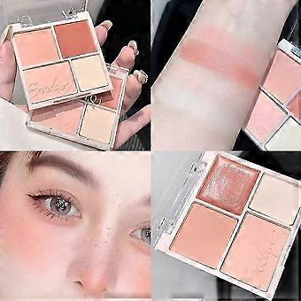 ErshiQi 4-kleuren blushpalet voor gezicht en wangen, highlighter, geschikt voor alle huidtinten YTQ
