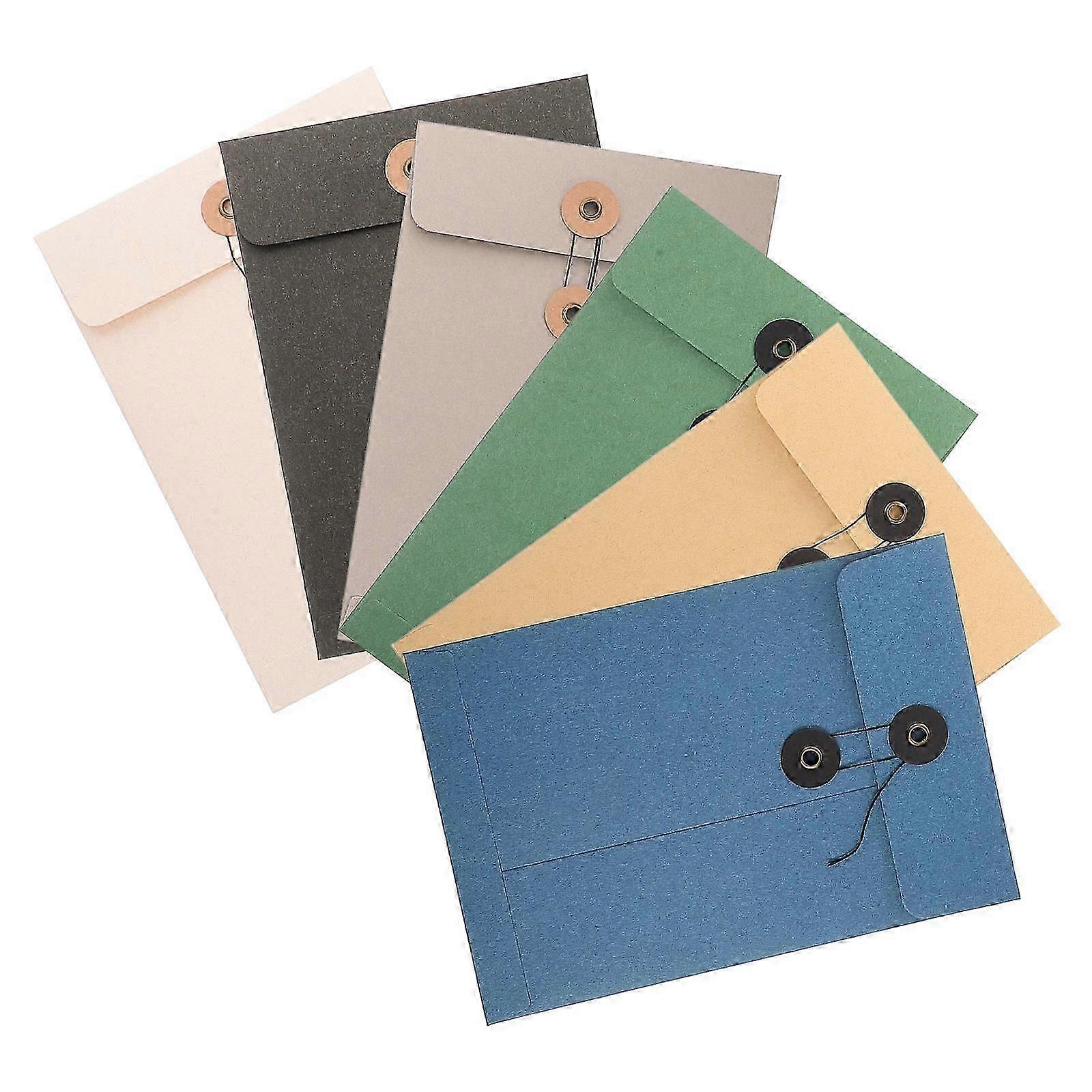 Paper File Pouches with String Button for Document Keeping 6Pcs Pack