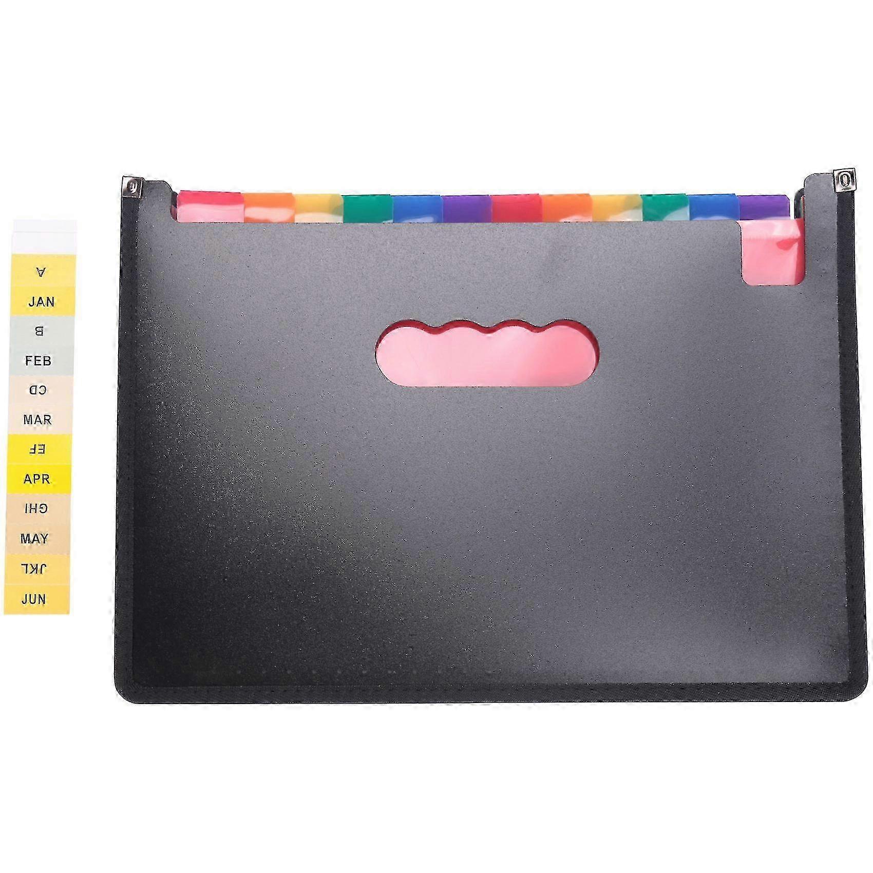 Expanding File Folder 24 Pockets, Black Accordion A4 Folder