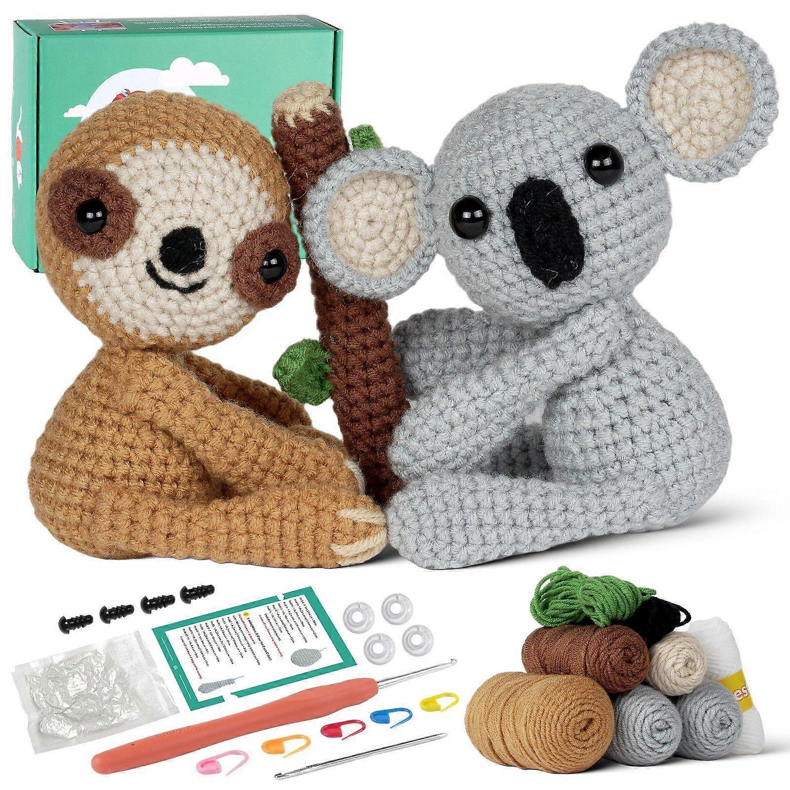 All Materials Included Sloth and Koala Crochet Kit Tutorial Tutorials Stuffed