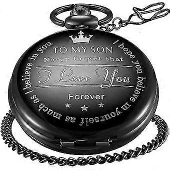 Engraved Personalized Pocket Watch For Son Gifts Vintage Quartz Pocket Watches With Chain Christmas Graduation Gifts