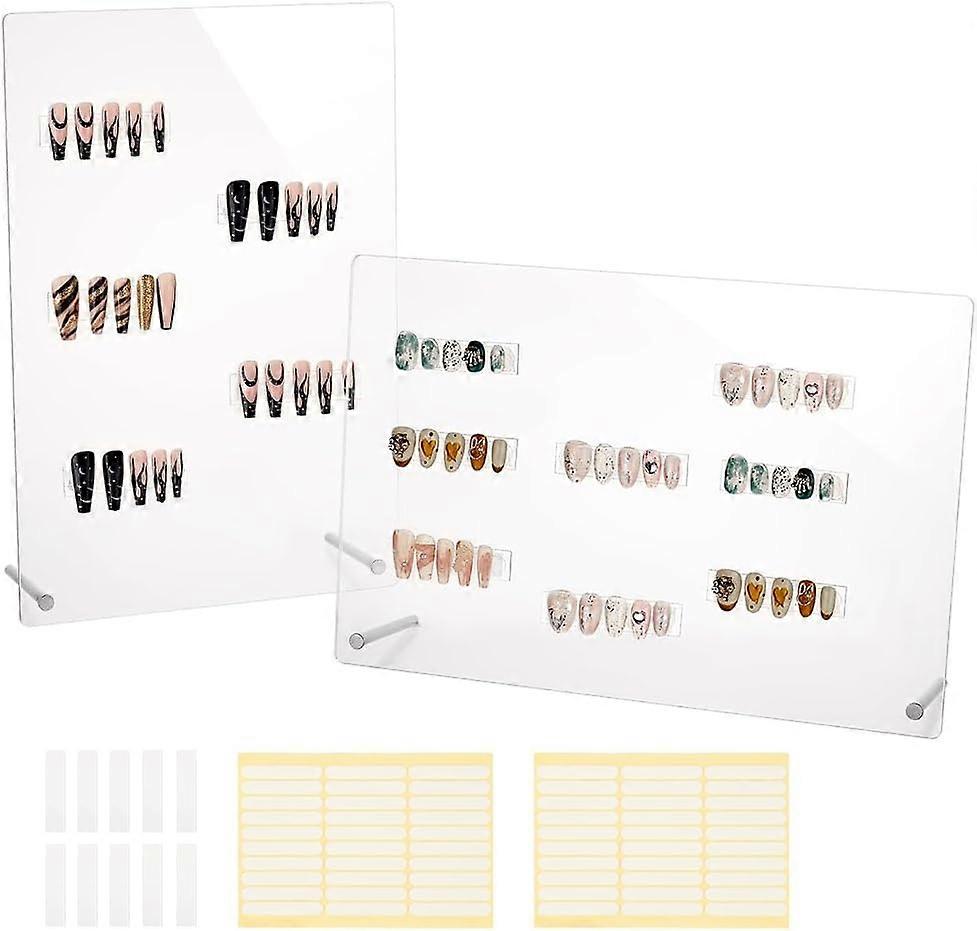 2Sets Nail Art Display Board Nail Display Stand 60pcs False Tips Stand Sample Display Practice Board Polish making kit