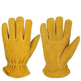 Warm Thick Cowhide Leather Gloves Men's Sizes M L XL Cold Proof Ski Gloves