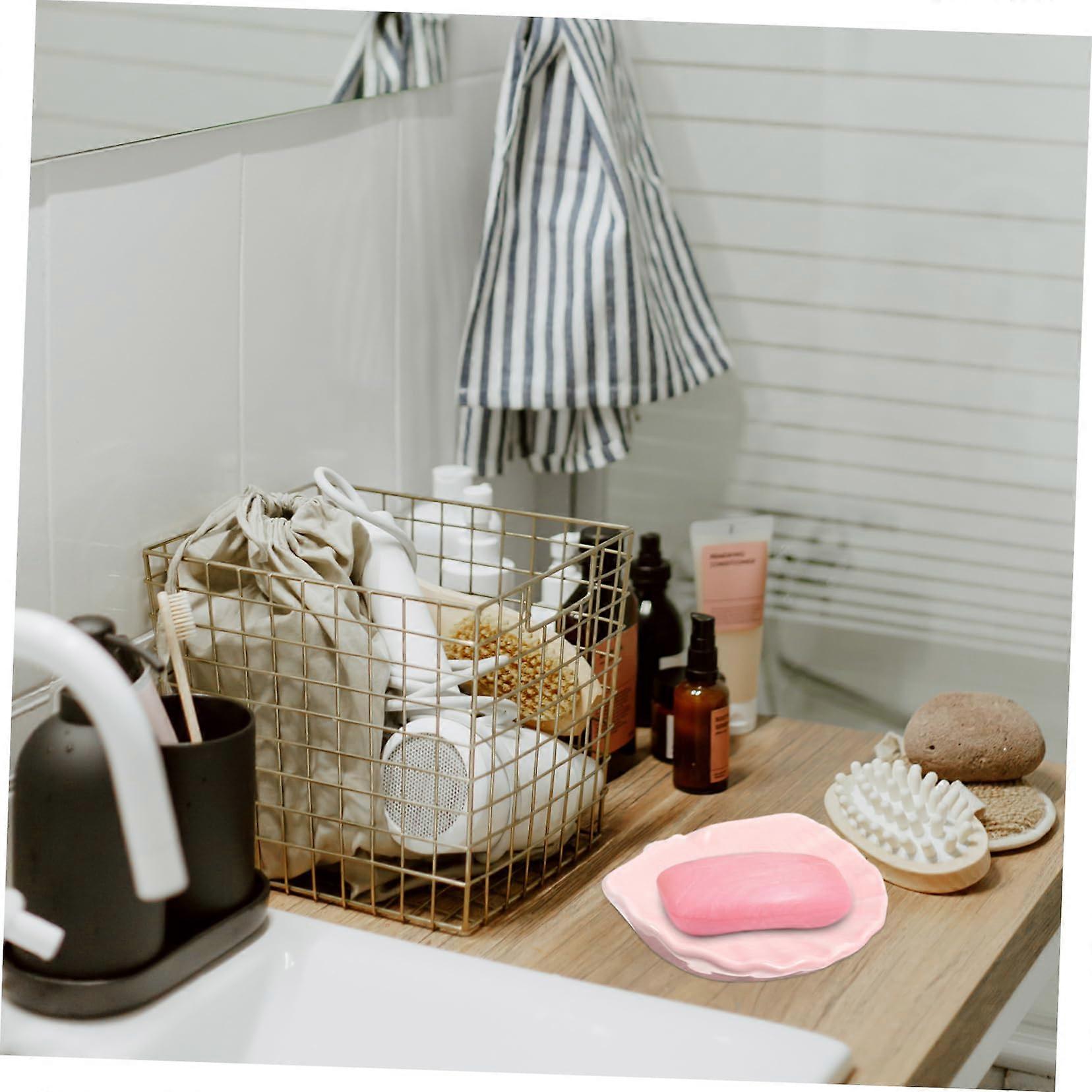 Ceramic Shell Soap Dish Keeps Soap Dry MultiFunction Bathroom Sink Soap Tray Elegant Design