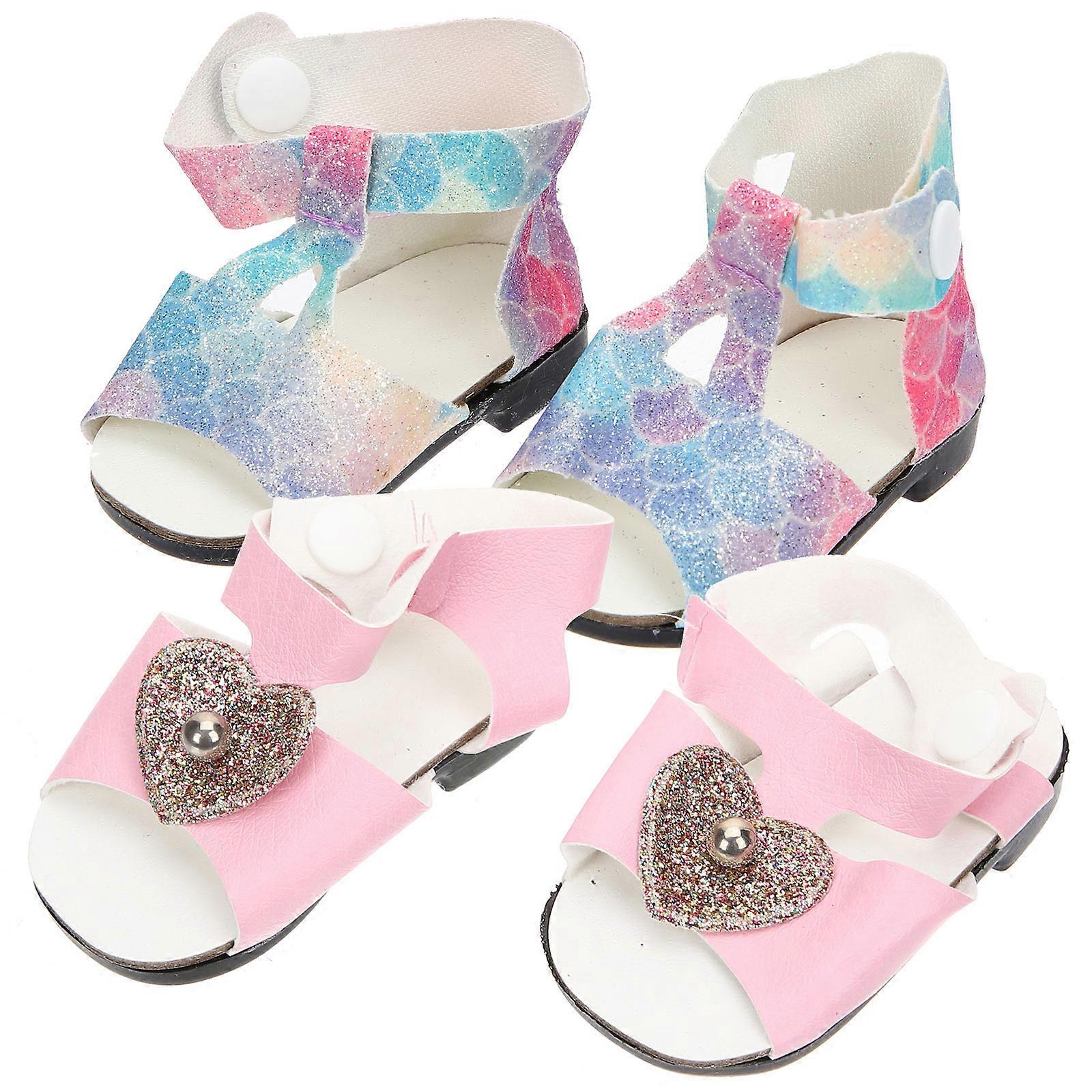Simulation Mini Shoes for Dolls 2Pairs Plastic Summer Accessories