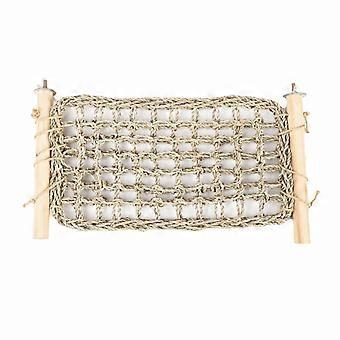 Handwoven Straw Reptile Hammock Eco-Friendly Durable Pet Grass Cushion Wood Frame Decorative Bird Swing Mat Cage Accessories