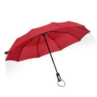 Compact Windproof Travel Umbrella Double Canopy with Secure Buckle for Rain and Sun Protection