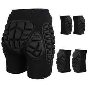 Calções de proteção acolchoados para snowboard e skate, com protetor de quadril, pretos, tamanho M.