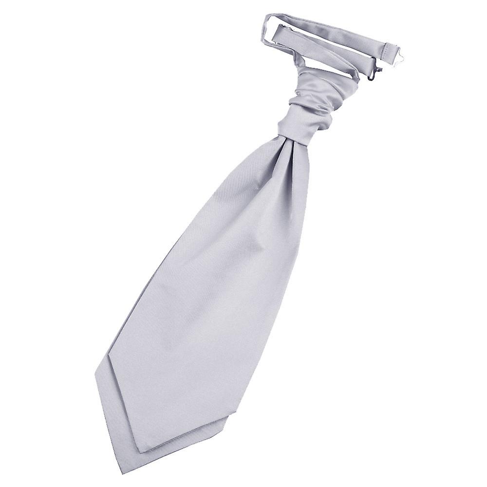 Silver Plain Satin Pre-Tied Wedding Cravat
