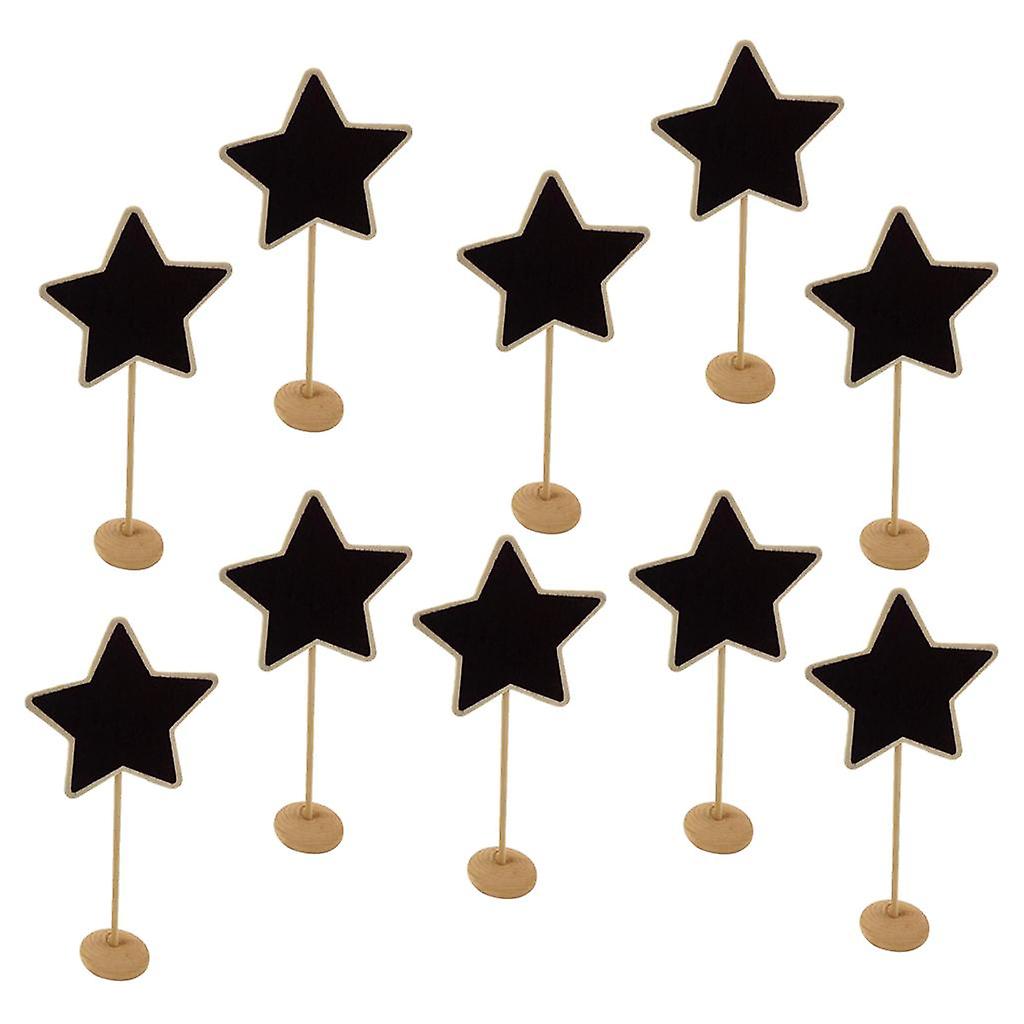 10pcs Star Wooden Mini Chalkboard Blackboard Message Board Stand Tags