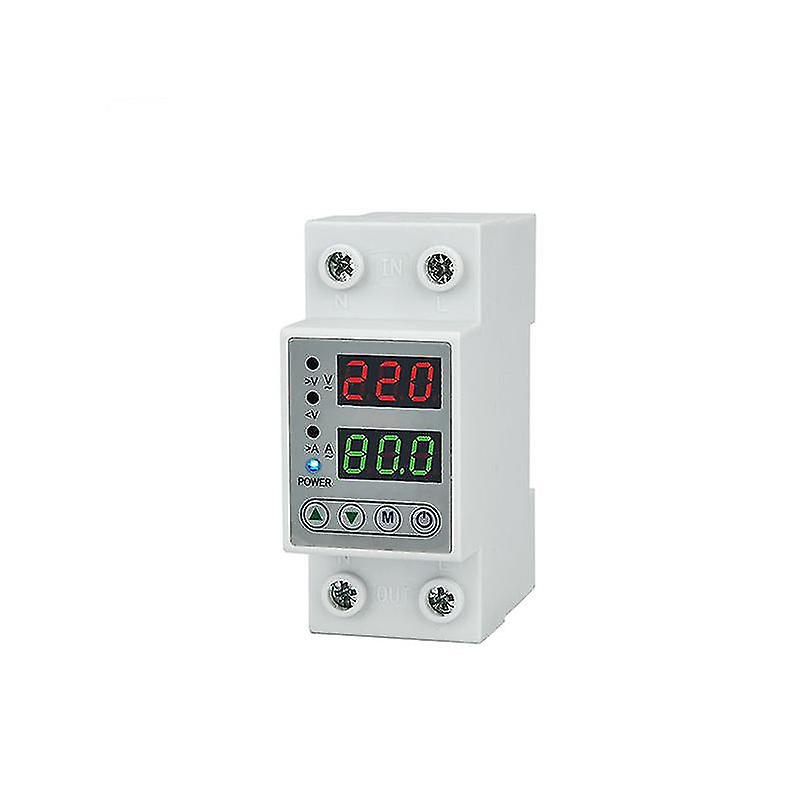 1 Pcs Adjustable Over Voltage Current And Under Voltage Protective Din Rail Dual Display 40a 63a 80a 230v Device Protector Relay