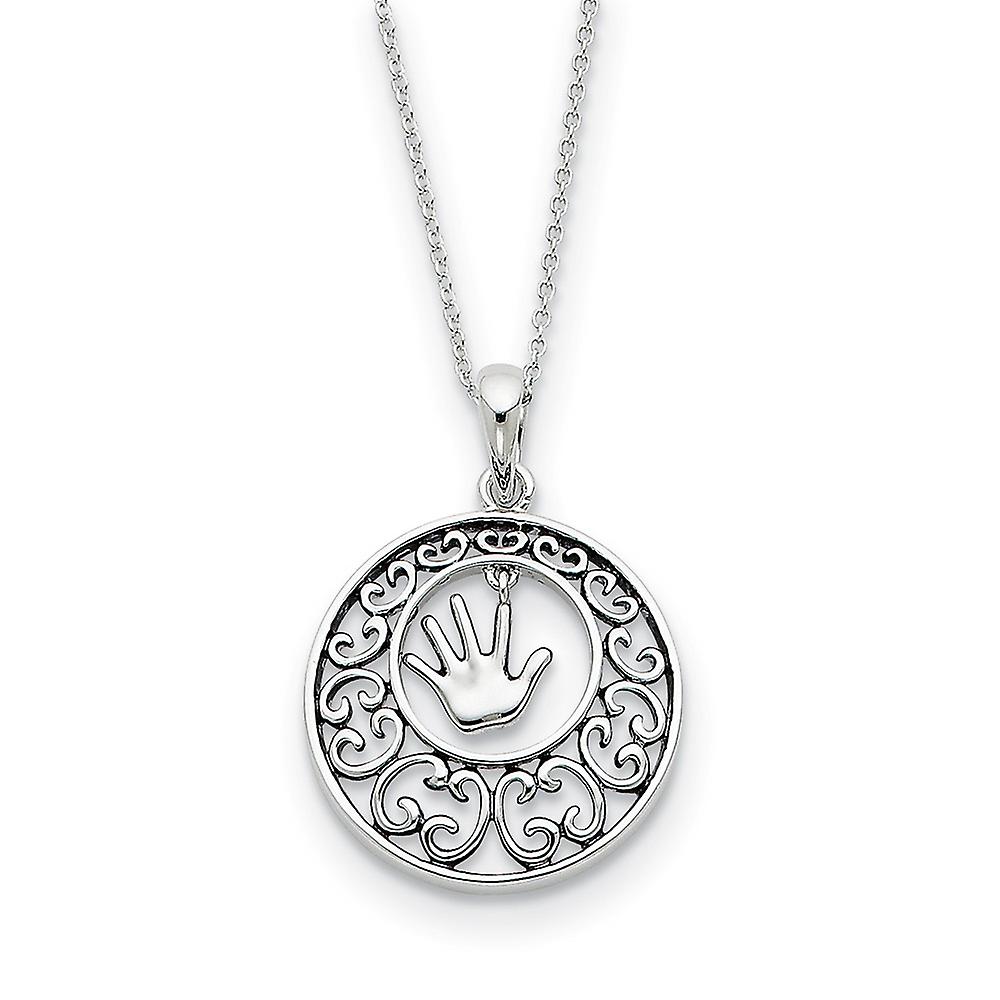 Colar com pingente de prata de lei 925 polida com argola de mola, acabamento oxidado e envelhecido, 45,7 cm (18 polegadas).