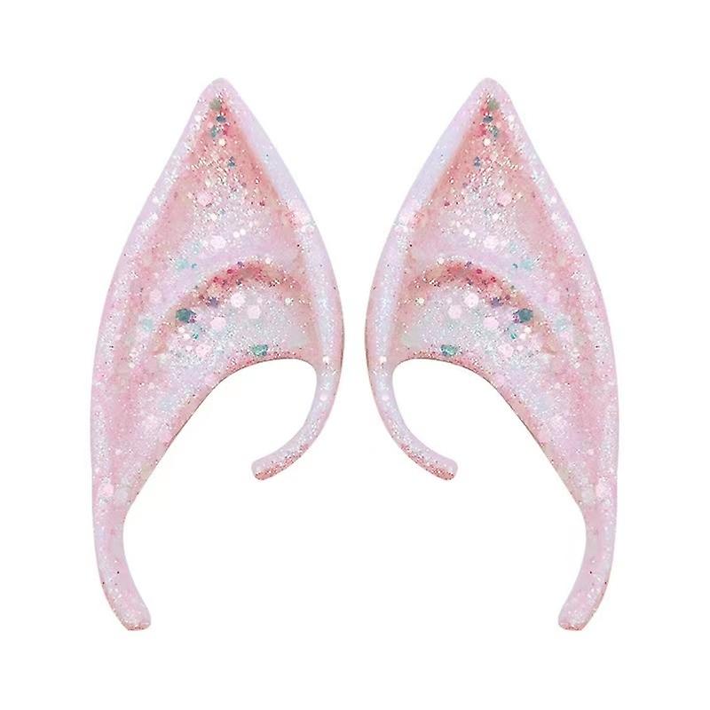 1pair Latex Elf Ears With Glitter 10cm Pink