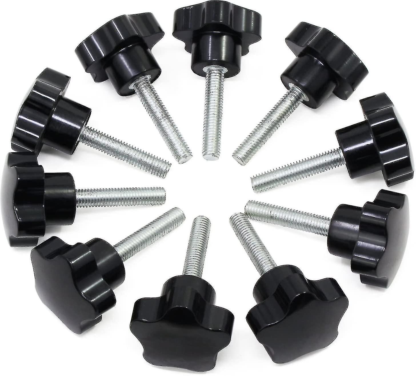 M8x40 Poignée de pince d’écrou fileté femelle, boutons à main en forme d’étoile Bouton de serrage de poignée en plastique noir en plastique pour mécanique