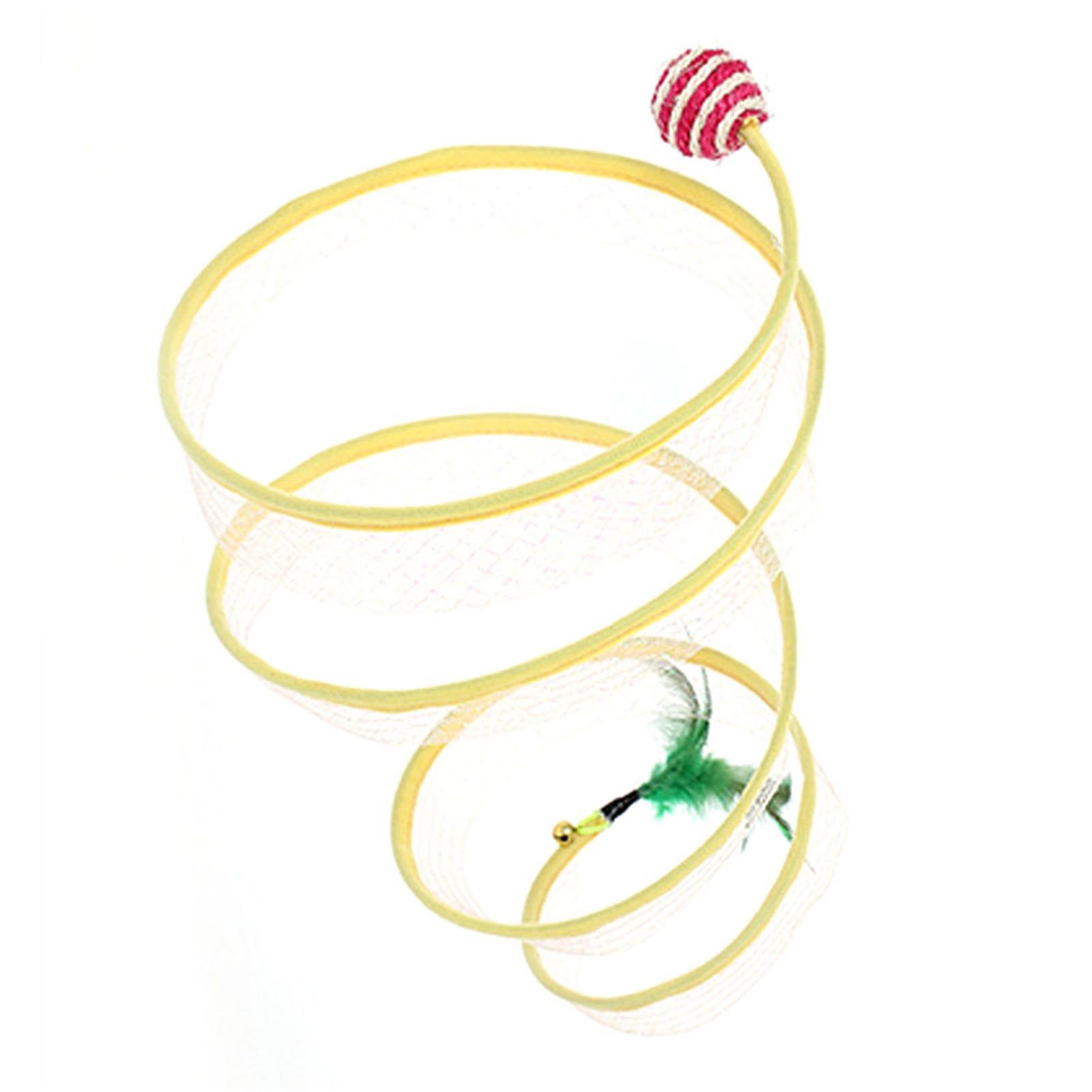 Folded Cat Tunnel Toy Interactive Funny Collapsible S Type Cat Tunnel with Feather for Pet Cat Kitten Indoor Outdoor Sisal Ball 