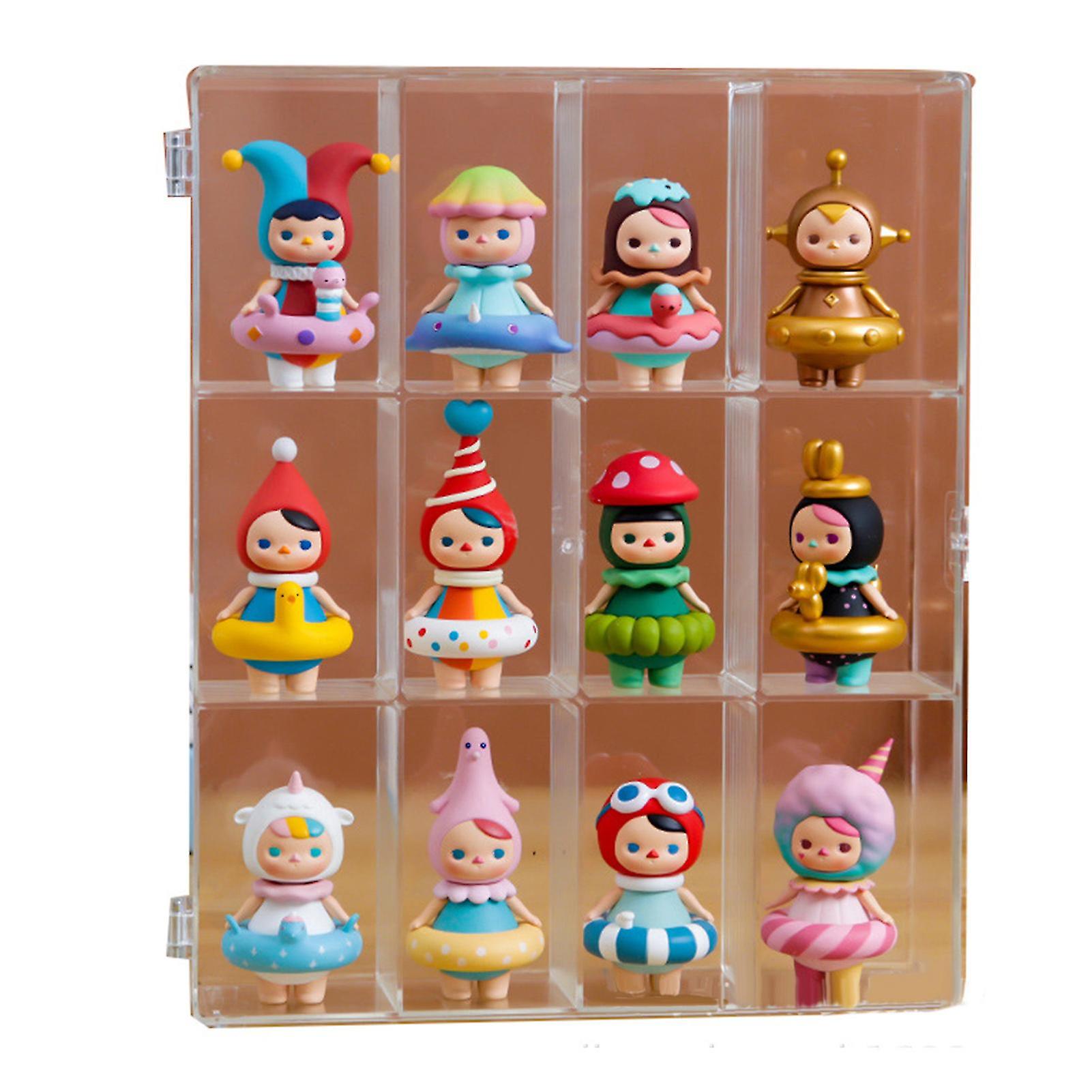 Blind Box Display Stand Collectible Figurine Storage Case Detachable Dustproof Organiser Transparent Plastic 12 Compartments For展
