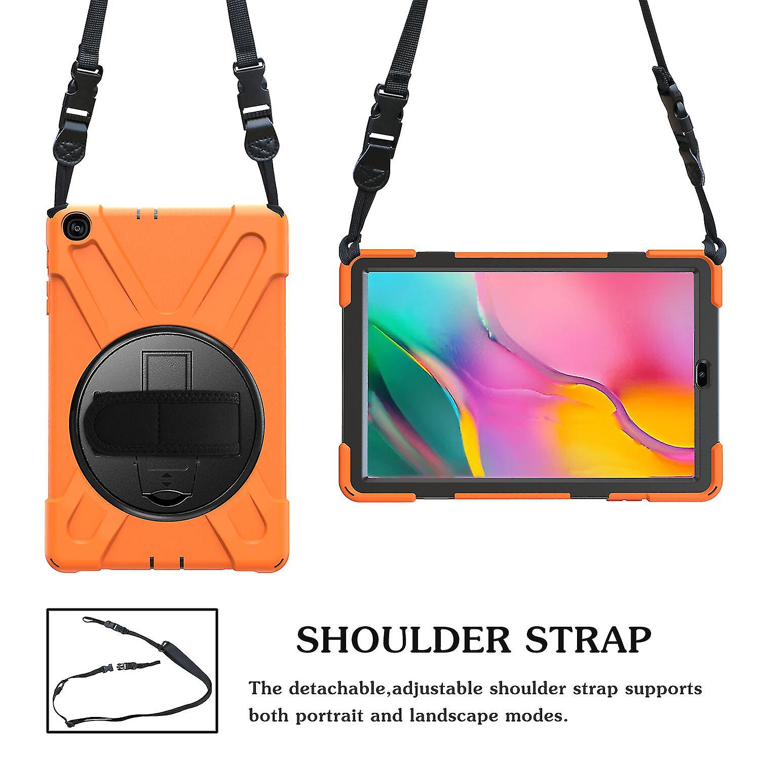Detachable Shoulder Strap Case For Samsung Tab A 10.1 Inch 2019 With Hand Strap, Adjustable Stand, Camera Protection, Durable