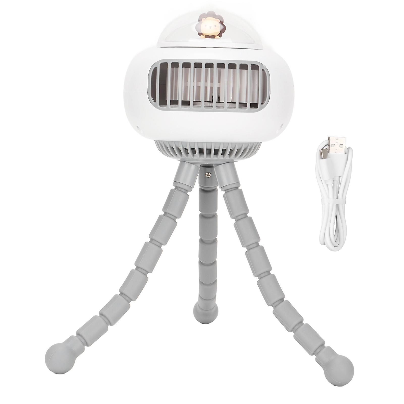 Portable Handheld Stroller Fan with Tripod Design, Mute 4 Speed, USB Rechargeable, White