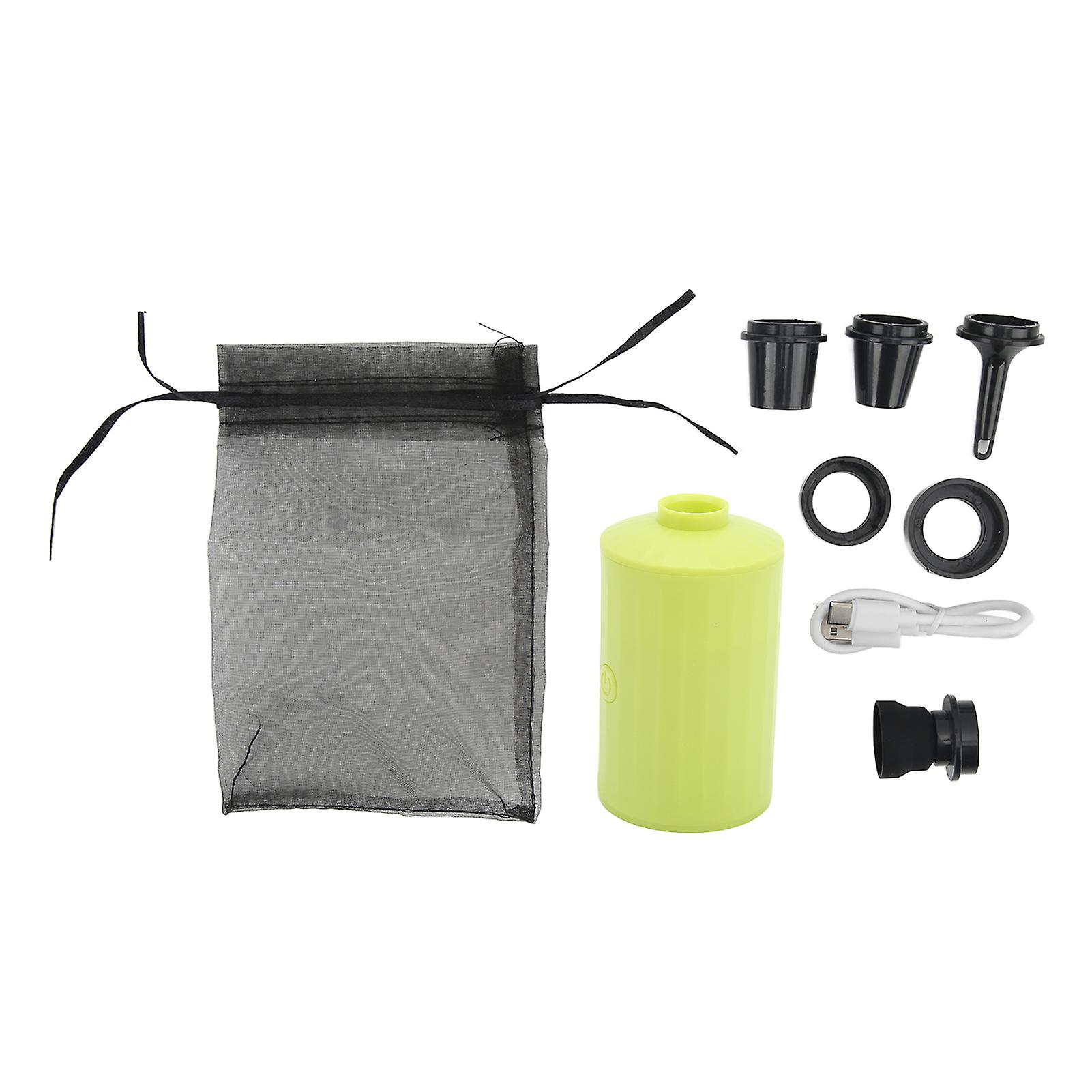 Mini pompe à air portable, multifonction, chargement USB, électrique, avec 6 buses d'air différentes, verte