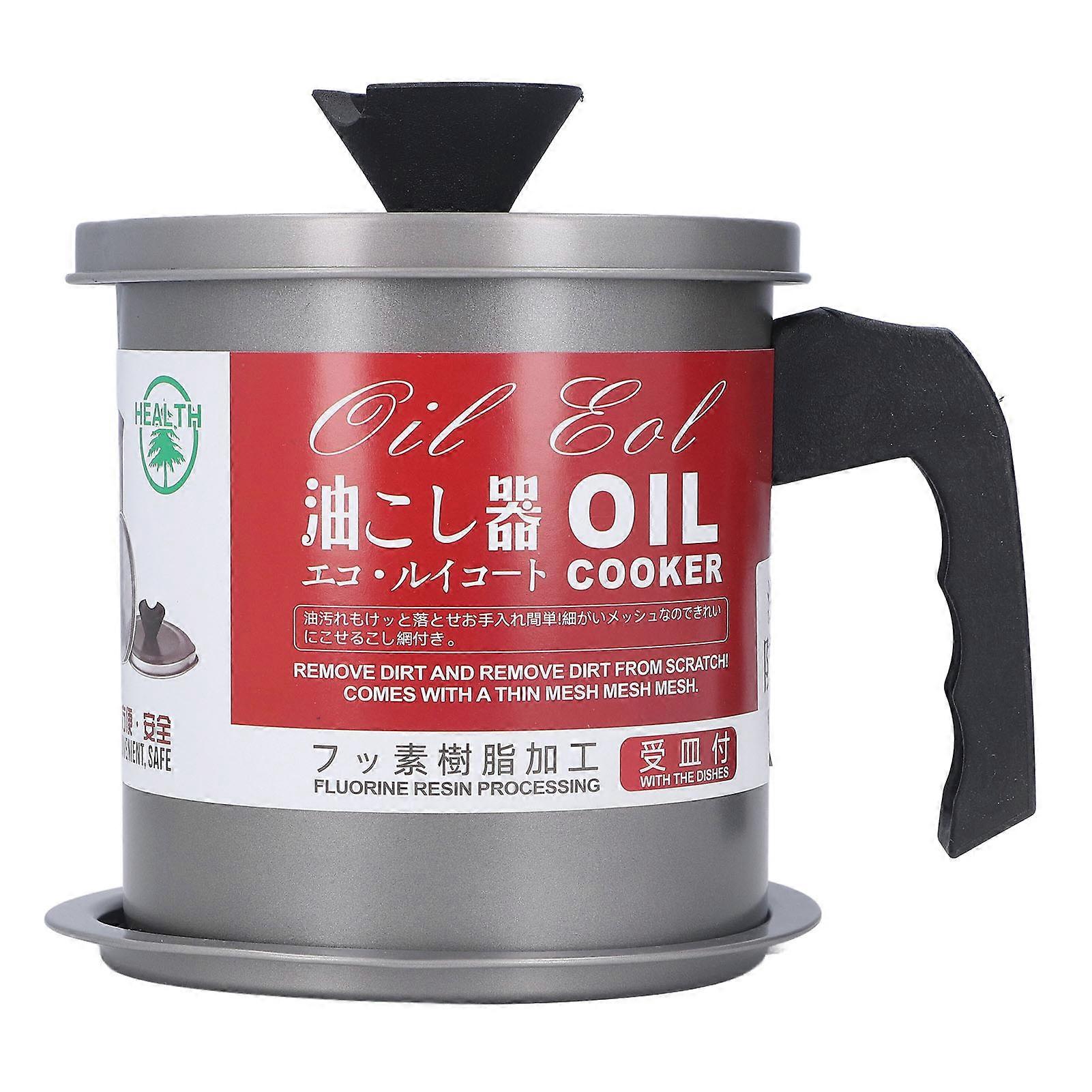 Grease Container 1.4L Stainless Steel Dual Purpose Oil Filtration Sturdy Durable Cooking Oil Container