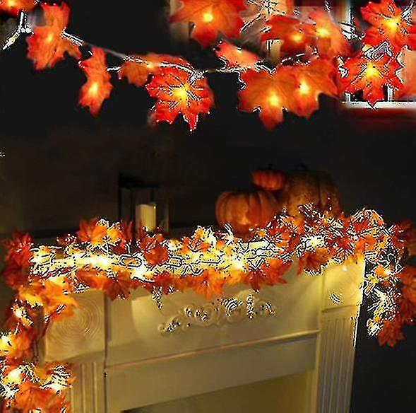 Thanksgiving Lights Fall Maple Leaves String Lights, Autumn Garland Decor