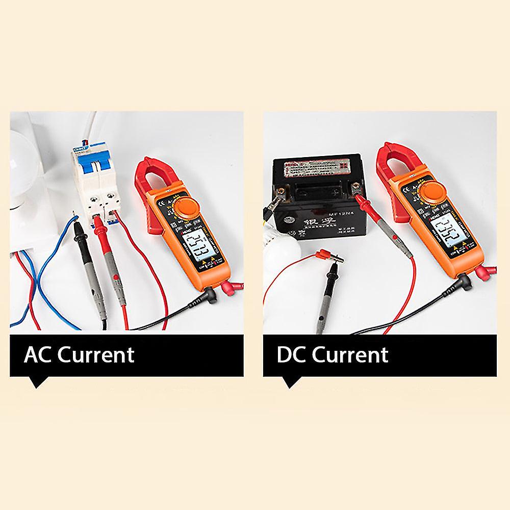 Digital Clamp Meter Multimeter Measures Resistance Capacitance Diode Large Ac &amp; Dc Current Earth Line Live Line Orange And Red