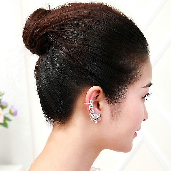 Retro Crystal Butterfly Flower Clip Ear Earring