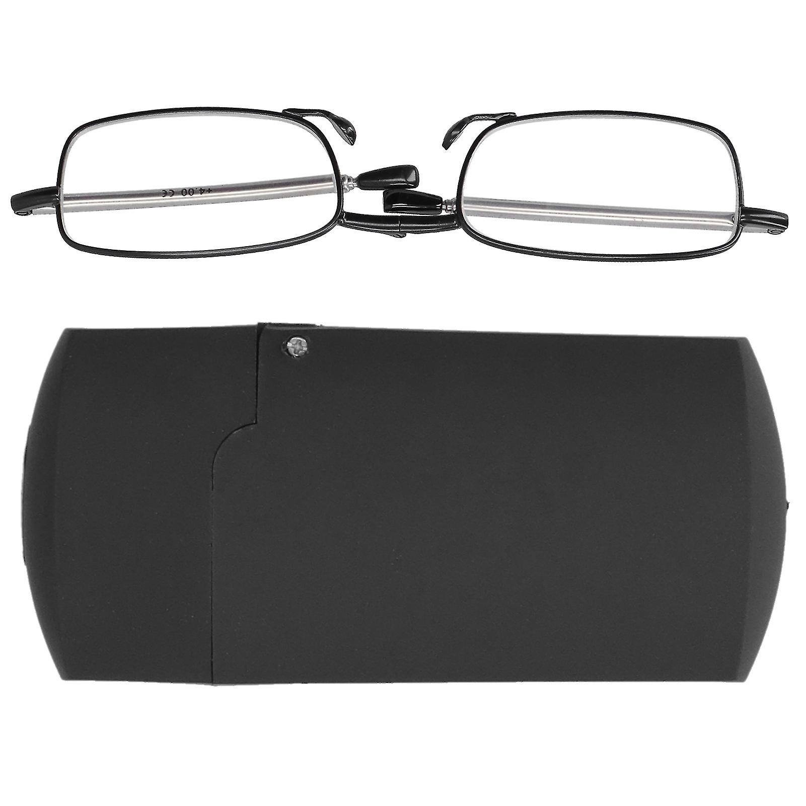 Blue Light Blocking Foldable Reading Glasses for Elderly (+100 Square Frame Black)