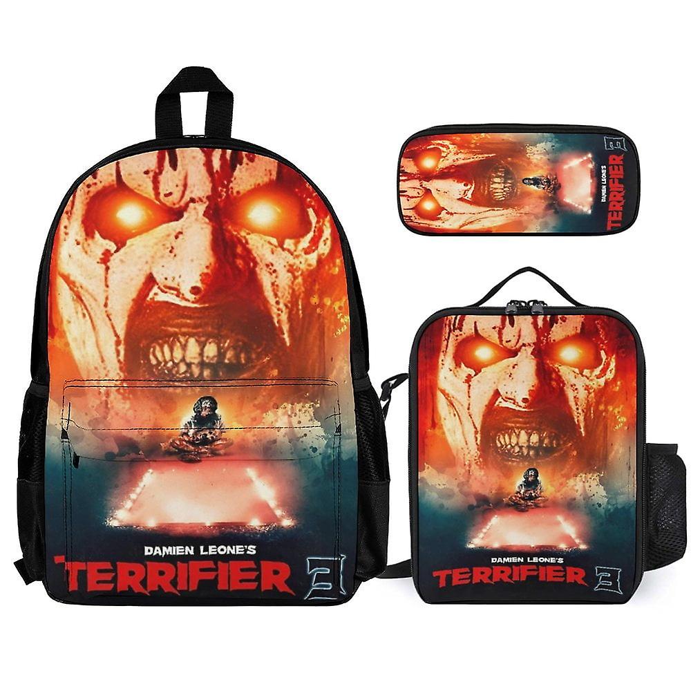 Terrifier 3Pcs Backpacks Sets with Lunch Bag And Pencil Case