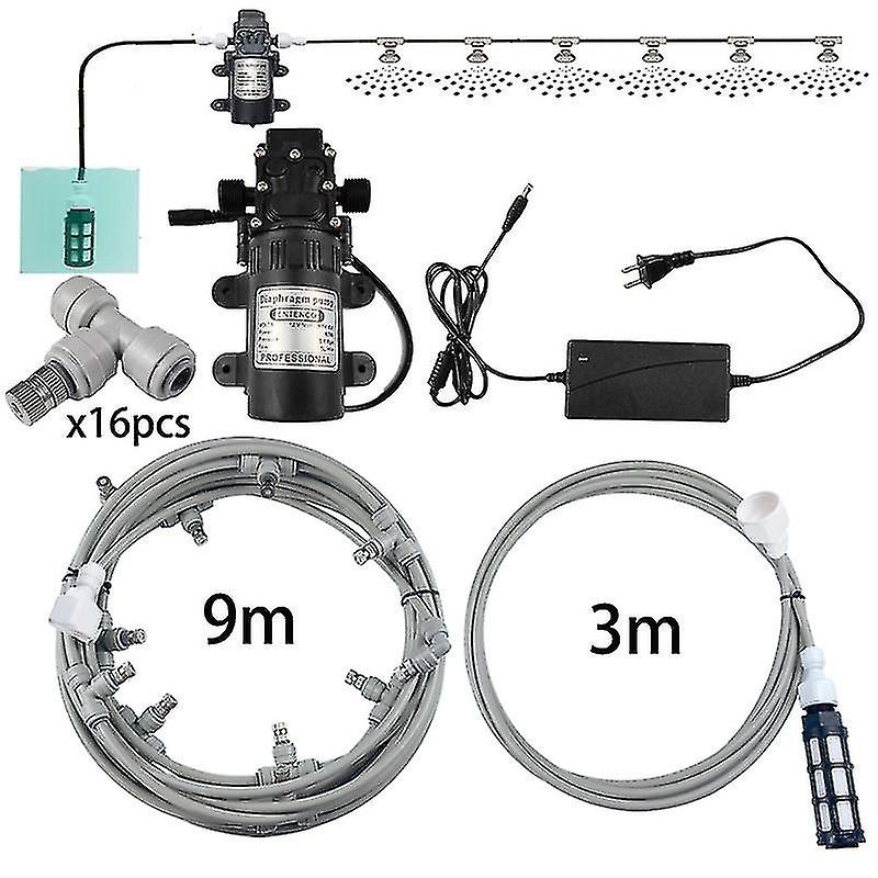 12 M Smart Misting Cooling System Kit 6mm Slip Lock Nozzles Electric Pump Misting System Kit 