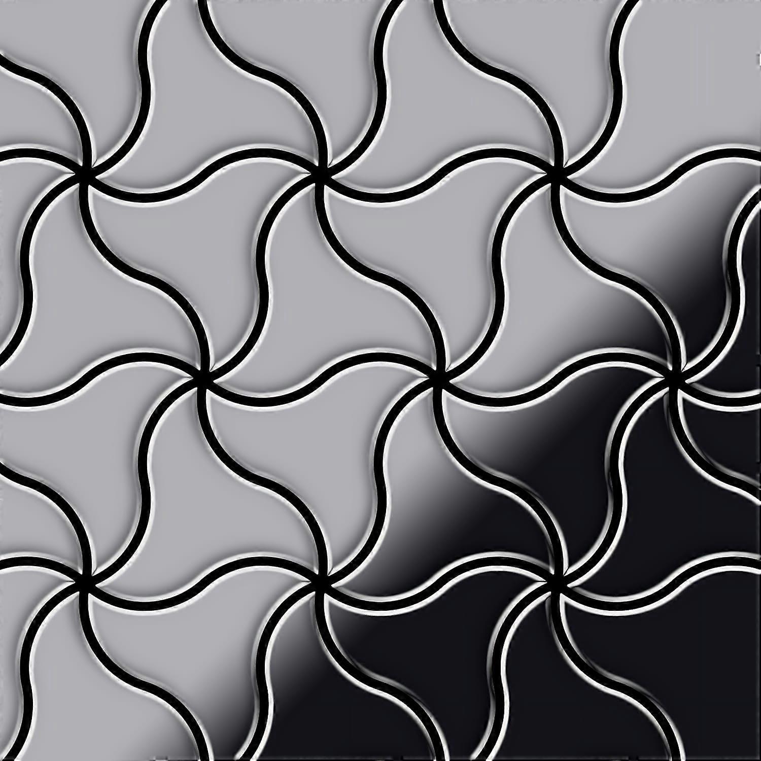 Mosaik Fliese massiv Metall Edelstahl hochglänzend in grau 1,6mm stark ALLOY Ninja-S-S-M Designed by Karim Rashid 0,67 m2