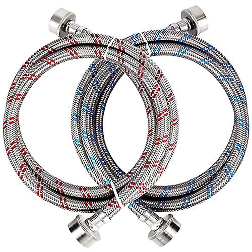 4ft Premium Burst-Proof Washing Machine Hoses by Techecook (2-Pack)