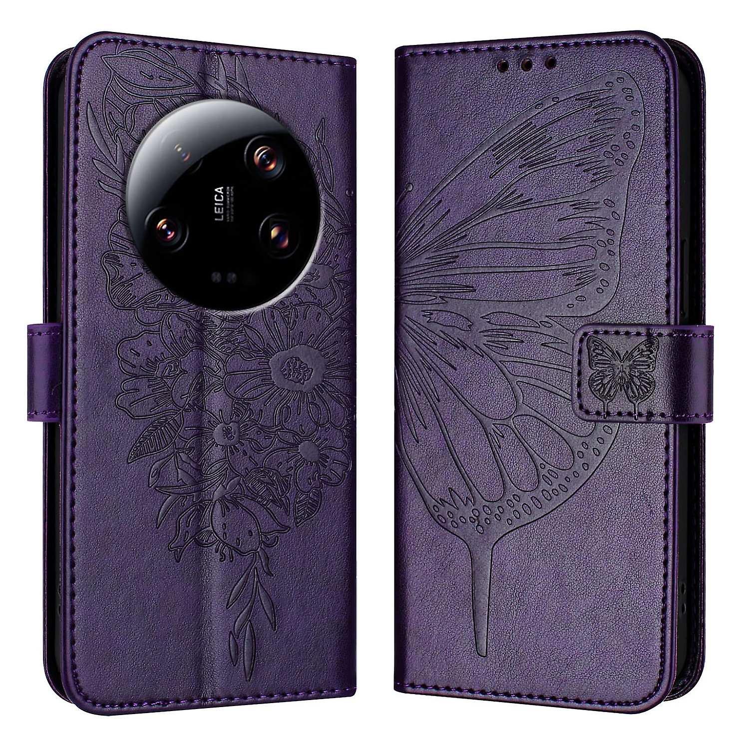 Embossed Butterfly PU Case For Xiaomi 13 Ultra