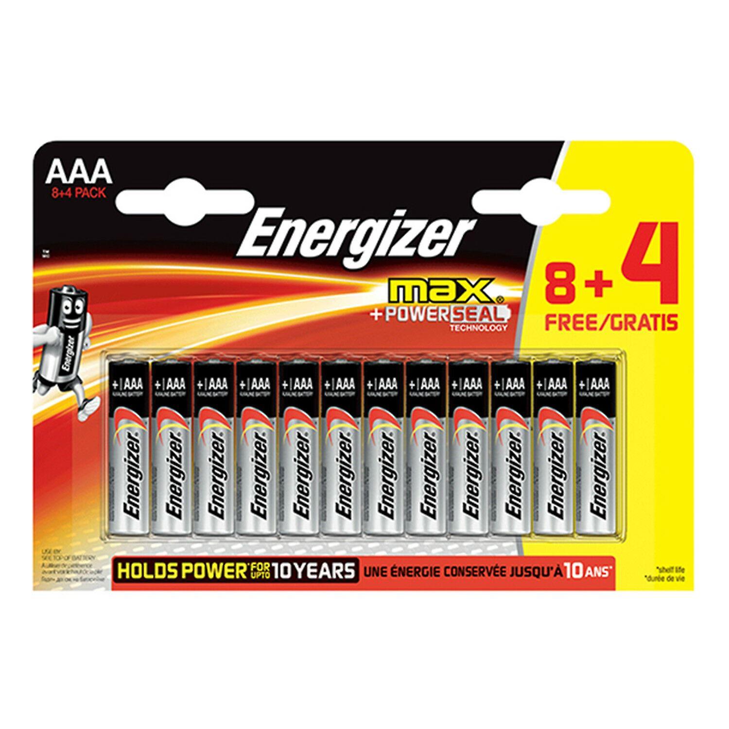 Energizer Max PowerSeal Technology  AAA Batteries 8+4 Pack