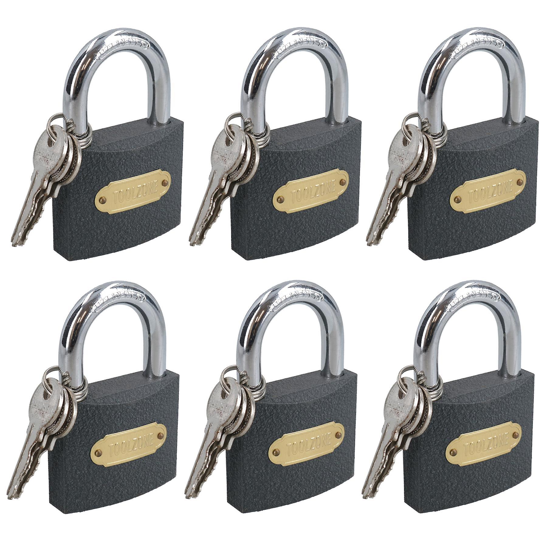 63mm Iron Padlock With Hardened Shackle Padlocks Shed Gate Lock x 6