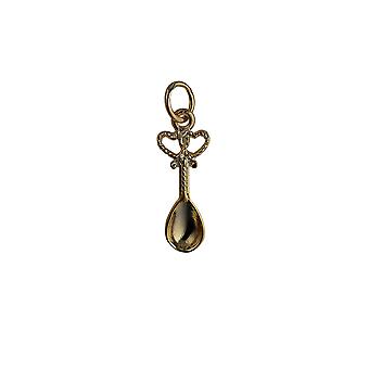 9ct Gold 18x8mm Lovers Spoon Pendant or Charm