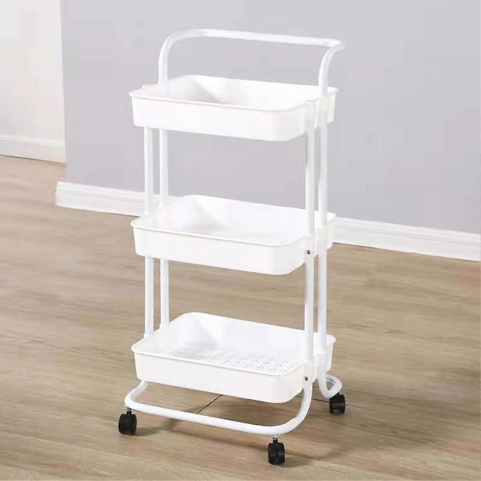 White 3-Tier Rolling Utility Cart for Multi-Room Storage