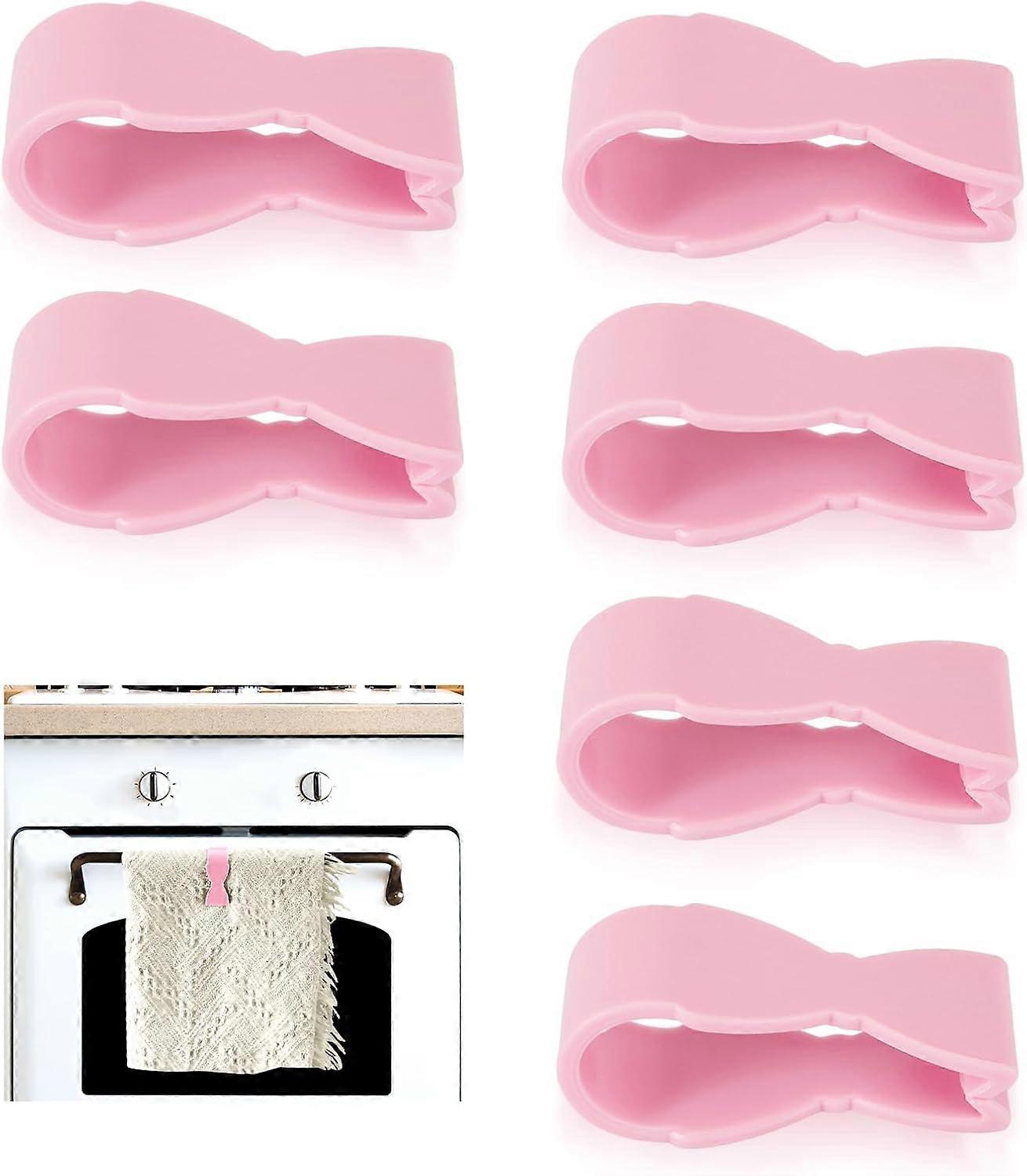 6kpl pyyhepidikkeet keittiöön, ripusta ja kiinnitä astianpyyhkeet uuniin liesi astianpesukoneen kahva, kylpyhuoneen pyyheteline (vaaleanpunainen)