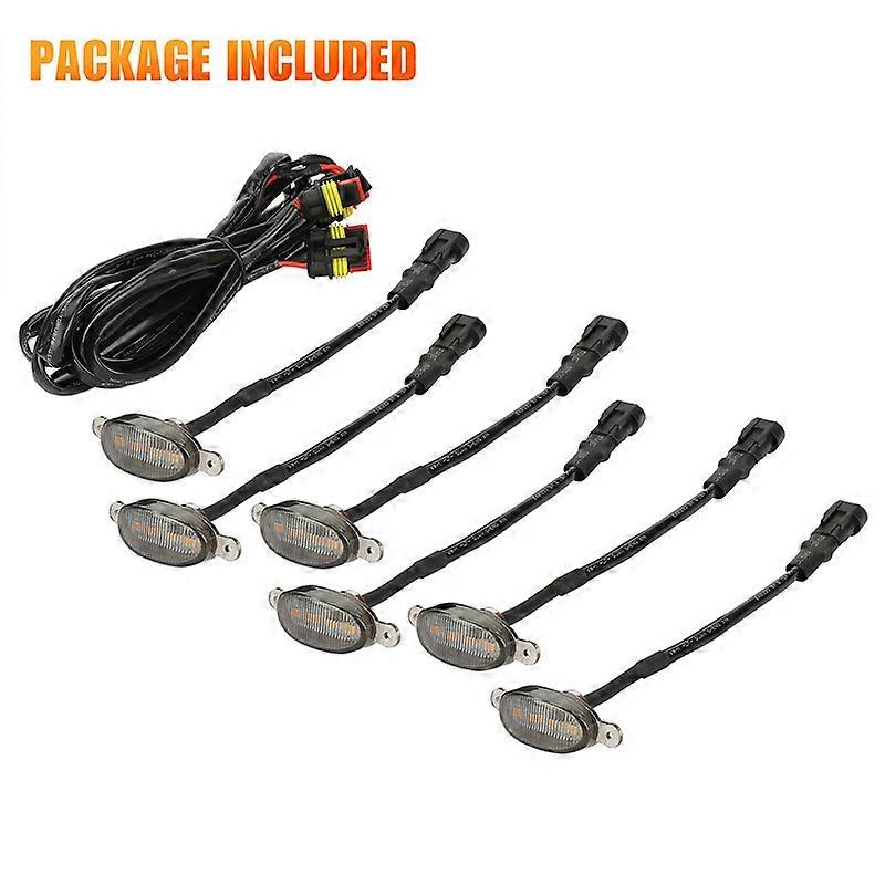 3/4/5/6x Smoked Lens Amber Car Light Led Front Grille Running Lights For Modify Off-road Vehicles