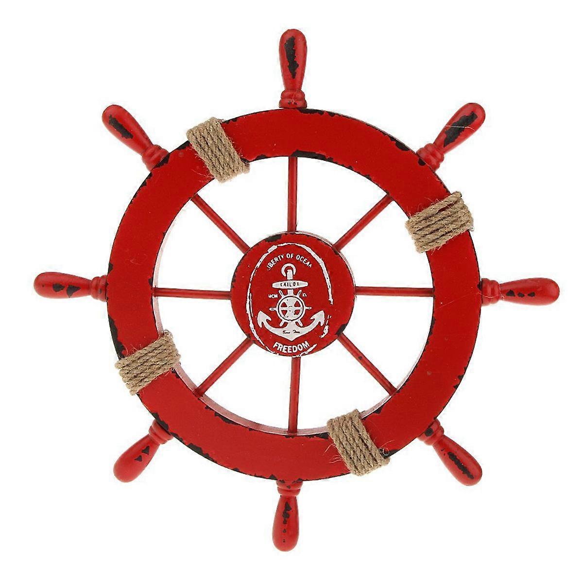 28CM ξύλινο μεσογειακό στυλ Rimdder Timoneer Accessory Home Wall Pendant Decor (Κόκκινο)