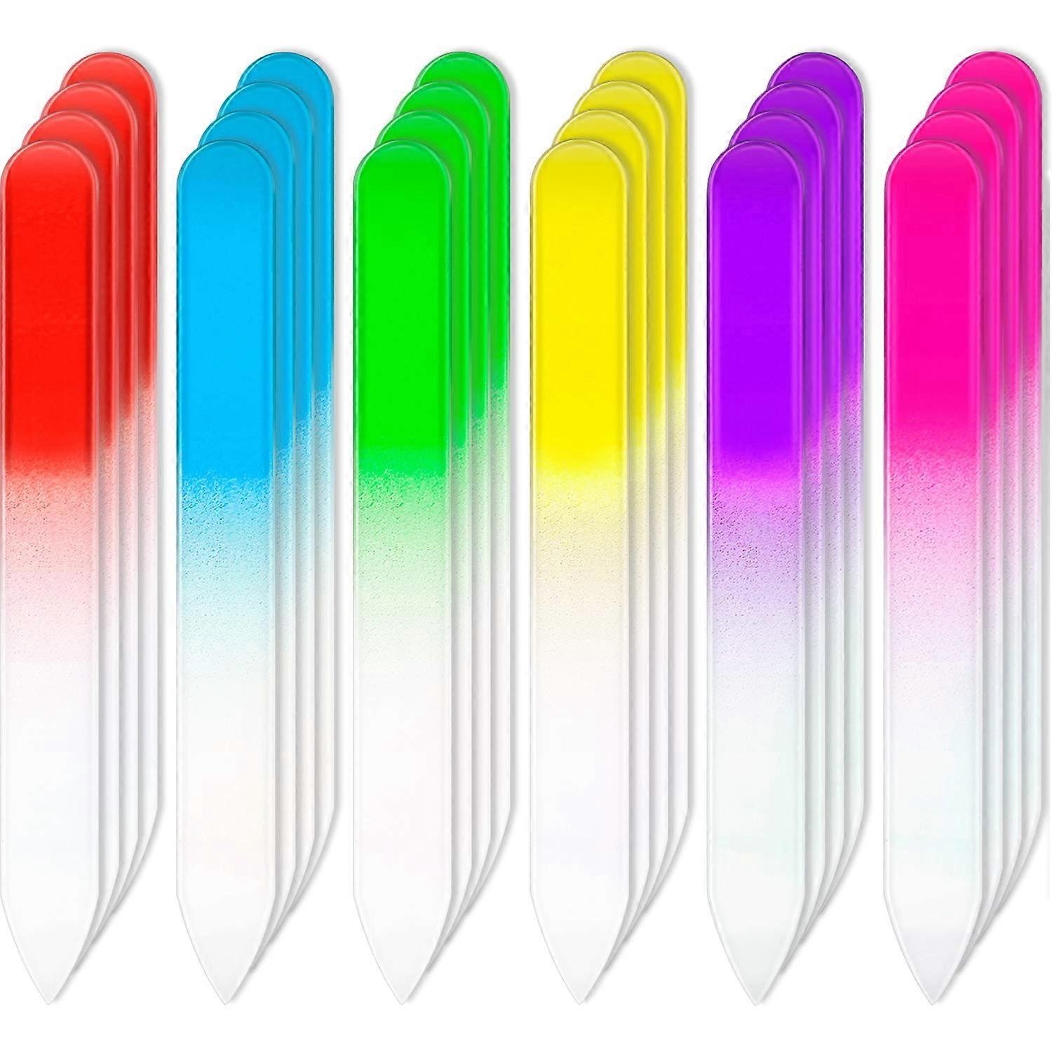 24PCS Glass Fingernail File Czech Crystal Nail Files Buffer (9 x 1 x 0.3 cm), Color random