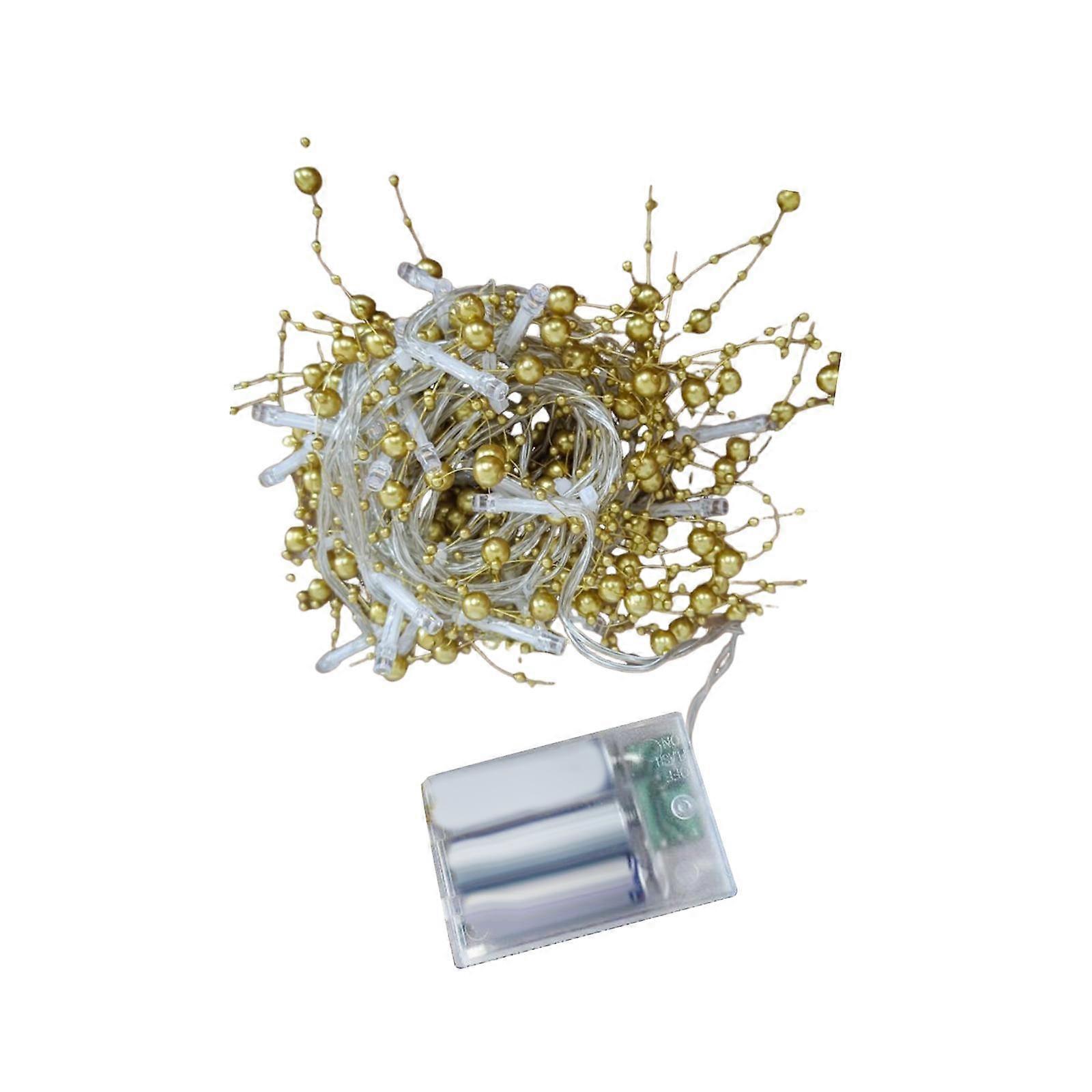 Pearl String Light 13.12ft Long 4.5V Gold Pearls for Classroom Outdoor Event