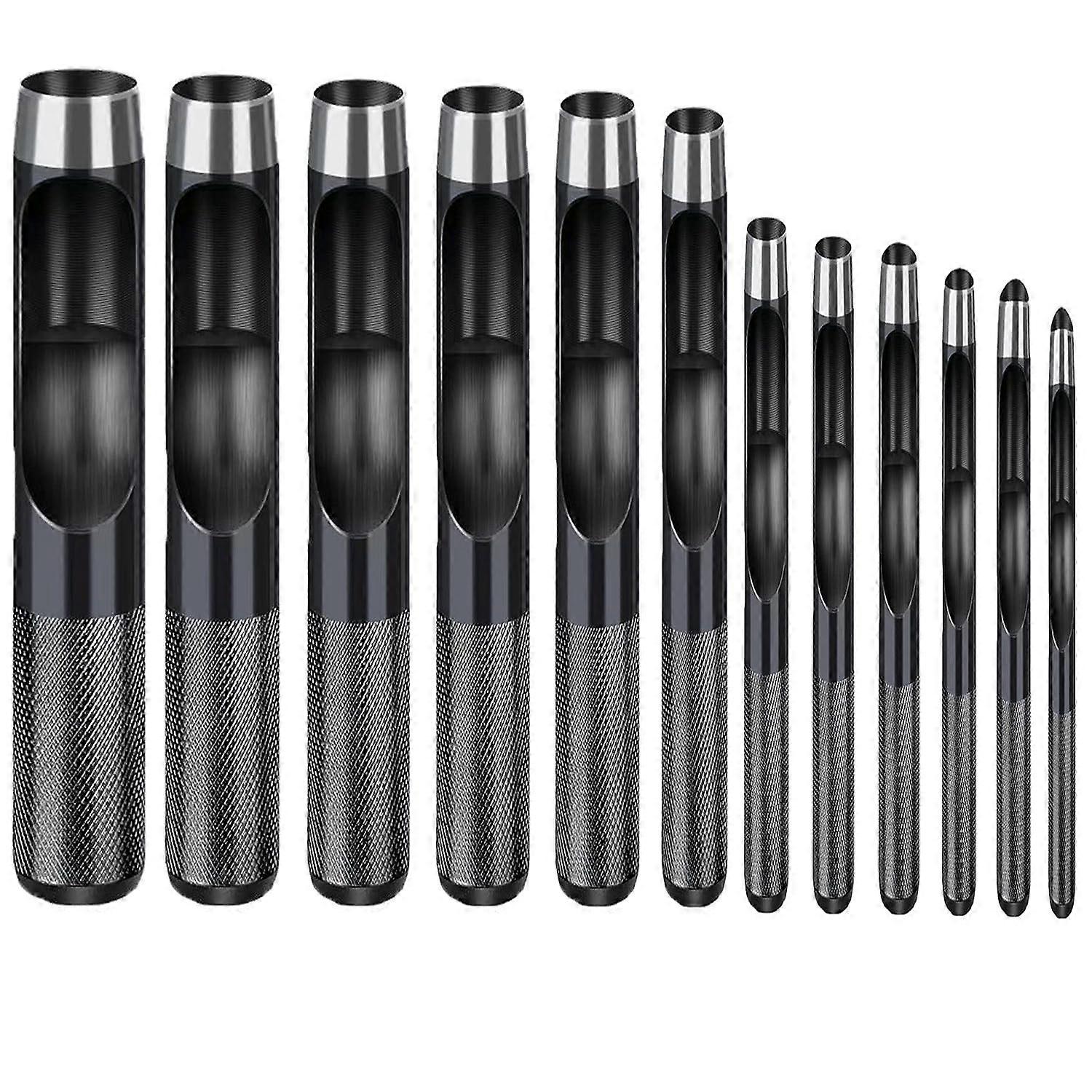 12PCS Läder Hålslag Läder Stansverktyg Heavy Duty Rund Ihålig Punch för Läderbälte Klockbandspackning