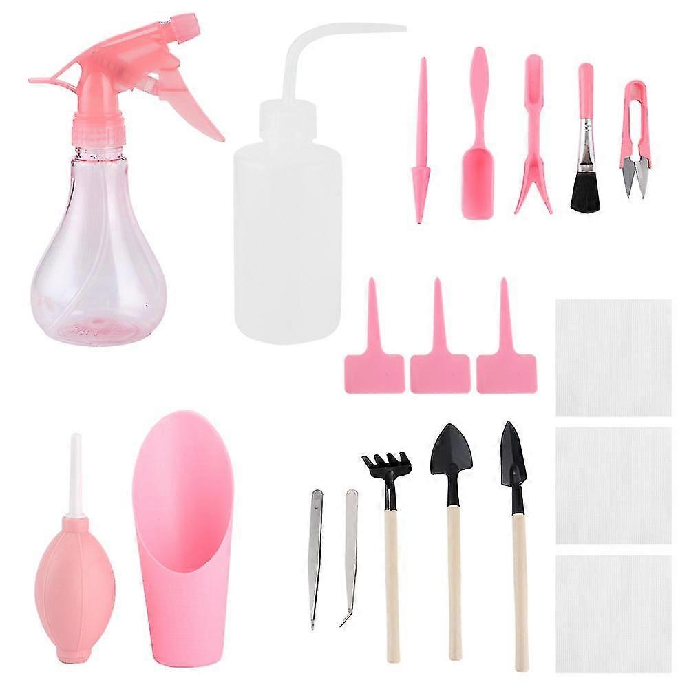 19st / set Transplantering trädgårdsredskap för suckulenta växter - Bonsai inomhus, små växter (rosa)