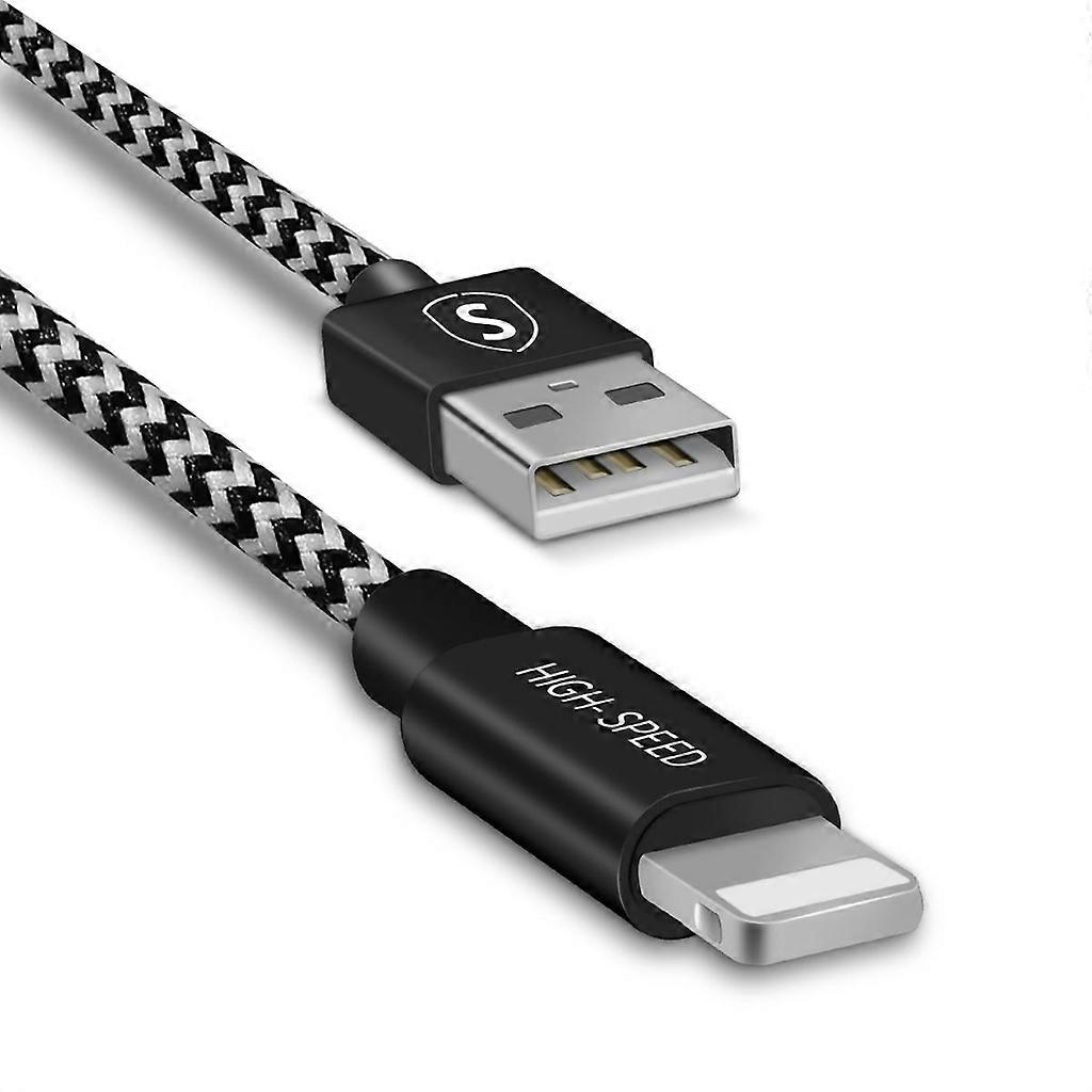Cable Skin Lightning 2.4A, 0.25m - Negro/Blanco