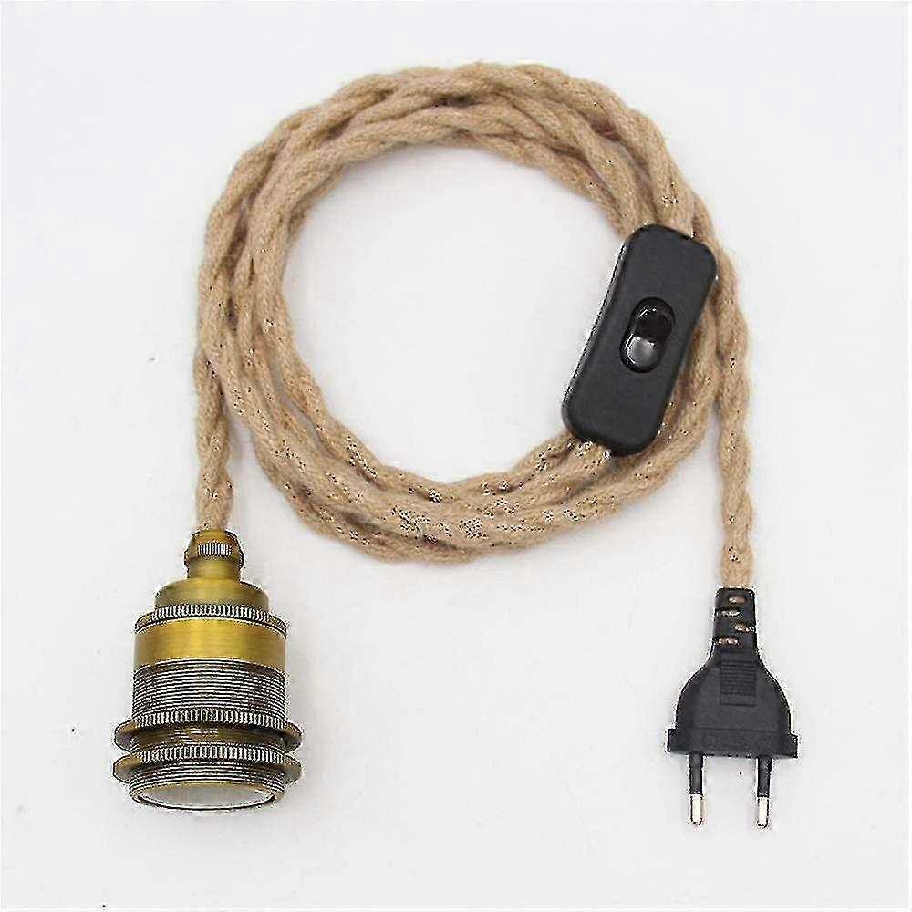 Vintage Hemp Rope Pendant Light Kit With Switch Plug Diy Single Head Hanging,cable Rope E27