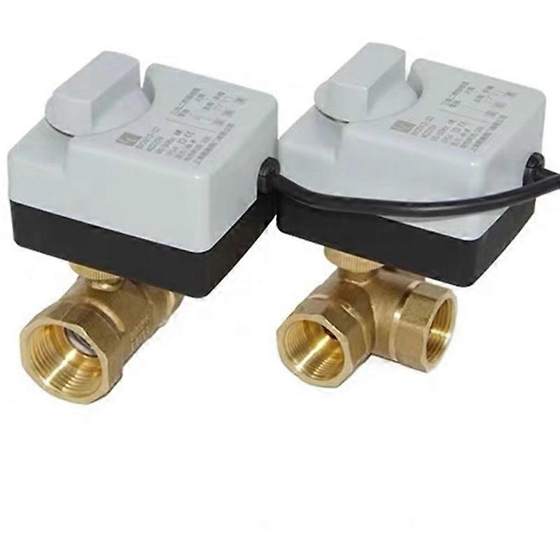 Brass Motorized Ball Valve 3-Wire Two Control Electric Actuator AC220V 3 Way 2 Way DN15 DN20 DN25 DN32 DN40 with Manual Switch
